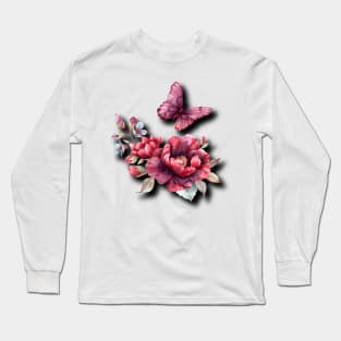 pink butterfly Long Sleeve T-Shirt